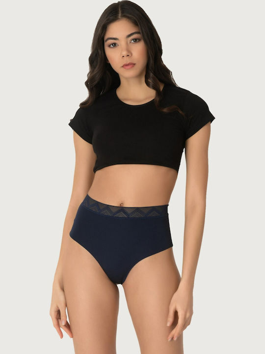 High-waisted Women's String Seamless Navy Blue