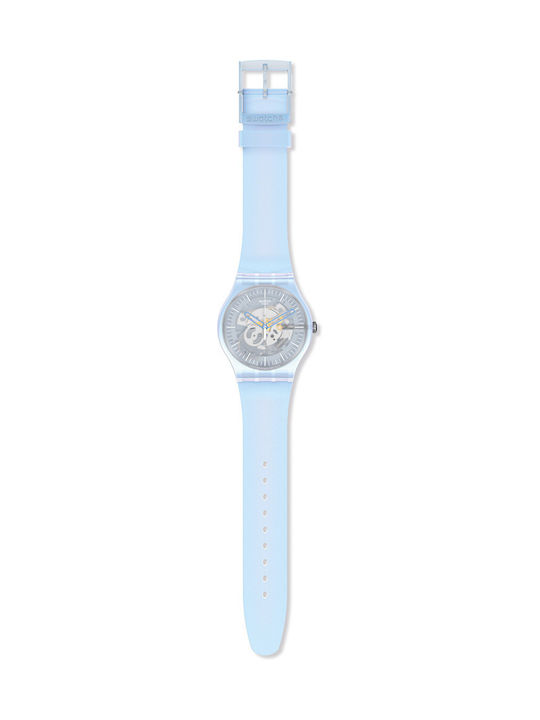 Swatch Flowerscreen Γυναικείο Ρολόι 41mm Μπαταρίας με Μπλε Καουτσούκ Λουράκι