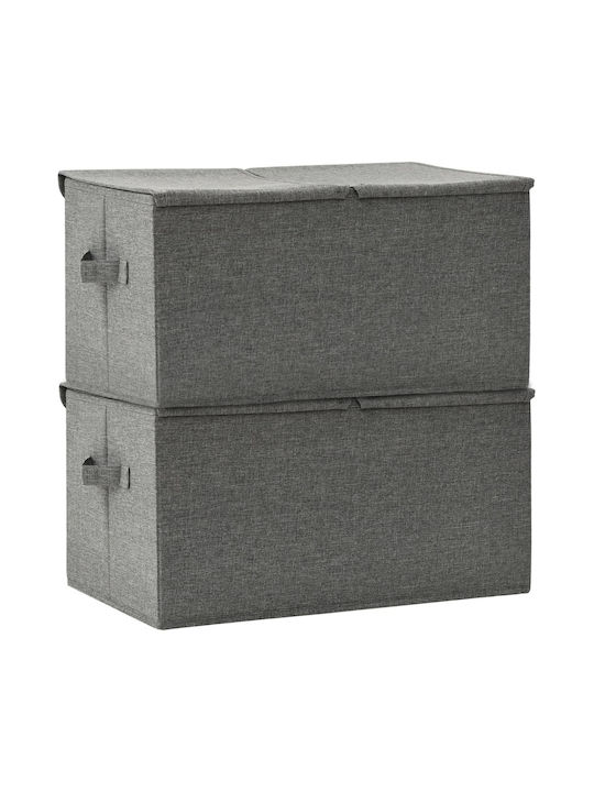 vidaXL Fabric Storage Box with Lid Gray 50x30x25cm 2pcs