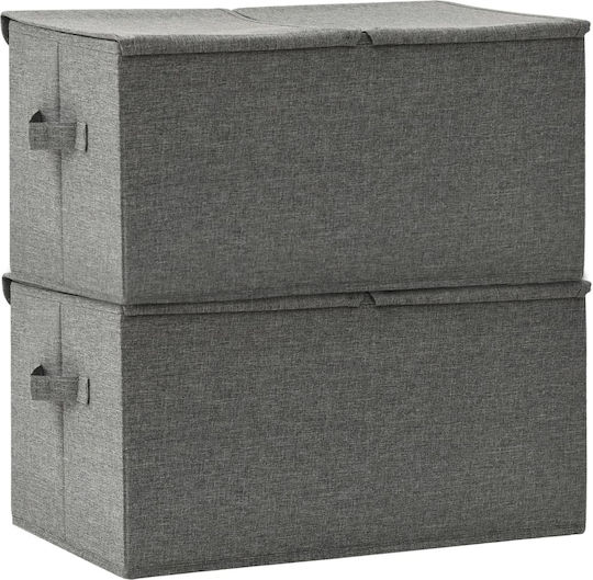 vidaXL Fabric Storage Box with Lid Gray 50x30x25cm 2pcs