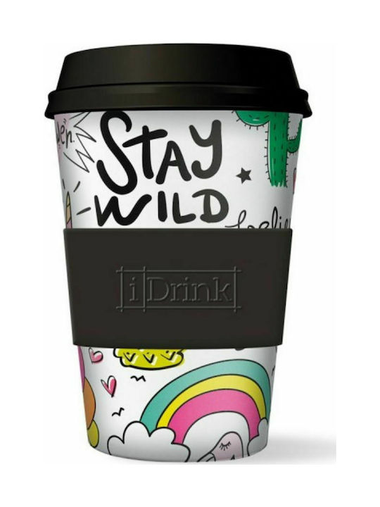 iDrink Unicorn Bamboo Cup with Lid Multicolour 435ml