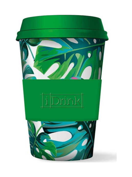 iDrink Jungle Bamboo Cup with Lid Green 435ml