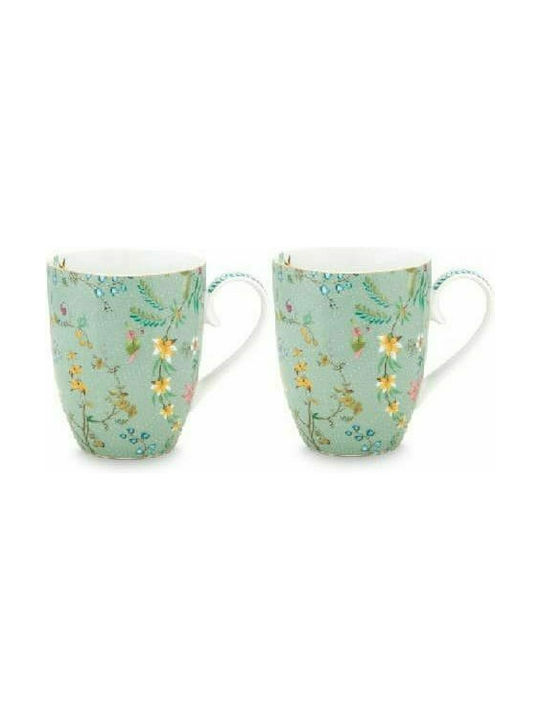 PiP Studio Jolie Flowers Porcelain Cup Blue 350ml 2pcs