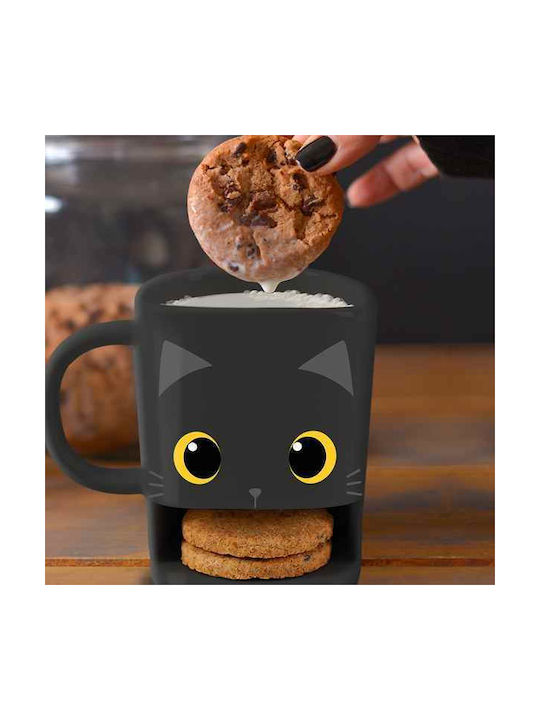 Total Gift Cat Biscuit Чаша Керамично Черен 250мл