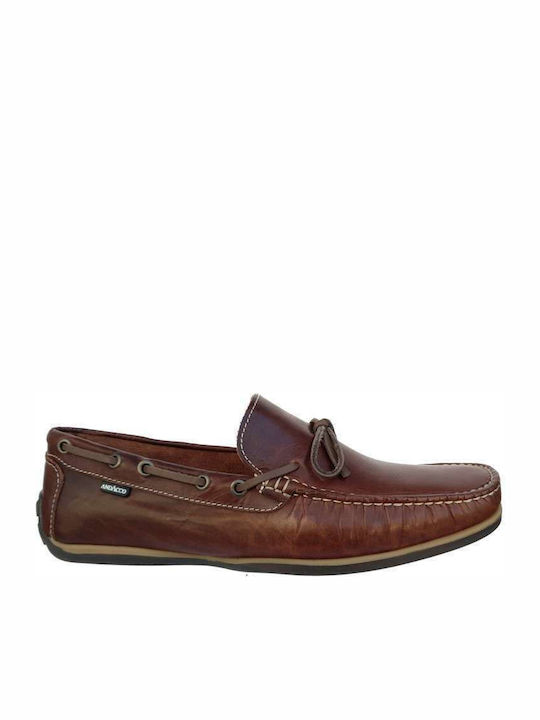 Adam's Shoes Men's Leather Boat Shoes Brown