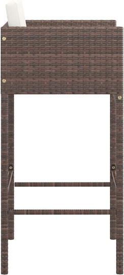 Garden Bar Stool Outdoor Rattan with Brown Cushion 2 Pieces 50x48x100cm
