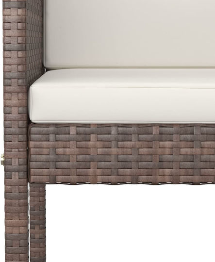 Gartenhocker für Bar Außeneinsatz Rattan mit Braunen Kissen 4 Stück 50x48x100cm