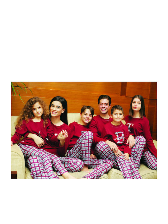 Galaxy Daddy Men's Winter Cotton Checked Pajamas Set Red