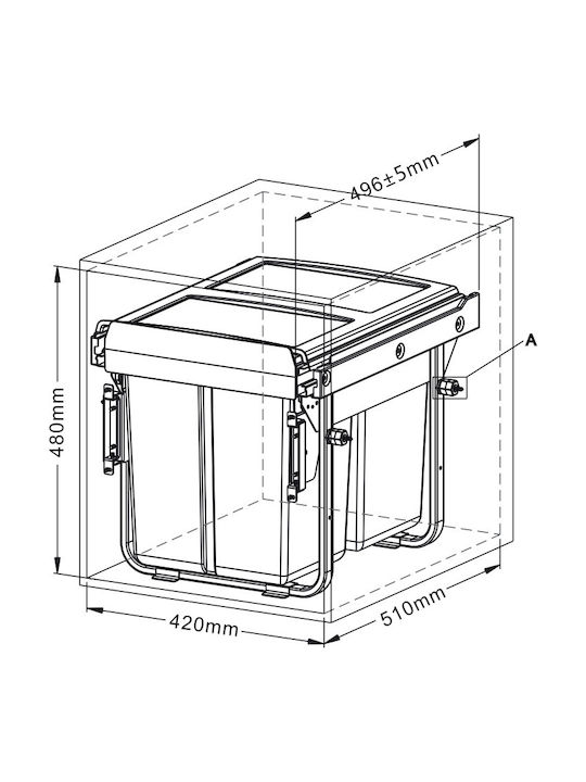 Recycling Waste Bin for Cabinet Plastic Grey 40L 151-JC606MSL