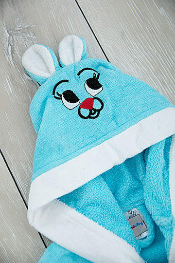 Minilori Baby Kids Hooded Bathrobe Τυρκουάζ