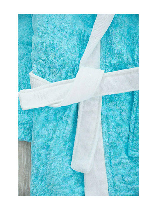 Minilori Baby Kids Hooded Bathrobe Τυρκουάζ