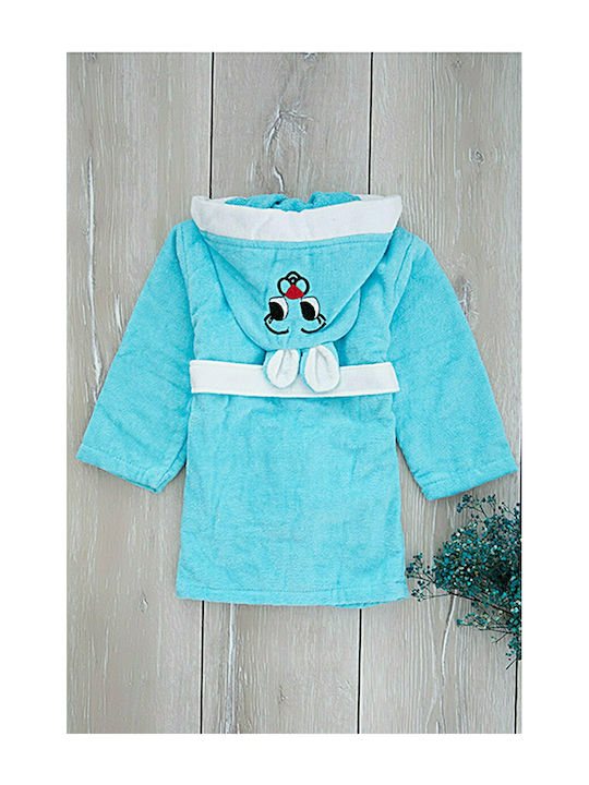 Minilori Baby Kids Hooded Bathrobe Τυρκουάζ