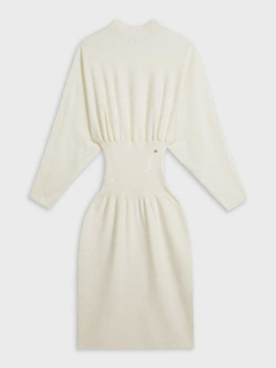 Midi Dress Turtleneck White