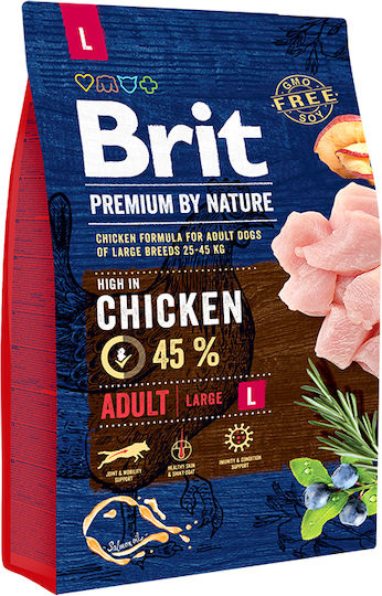 Brit Premium by Nature Adult Large 3kg Dry Food Gluten-Free for Adult Large Breed Dogs with Chicken
