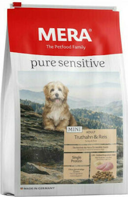 Meradog Pure Sensitive Mini Adult 4kg Dry Food for Adult Dogs of Small Breeds with Turkey and Rice