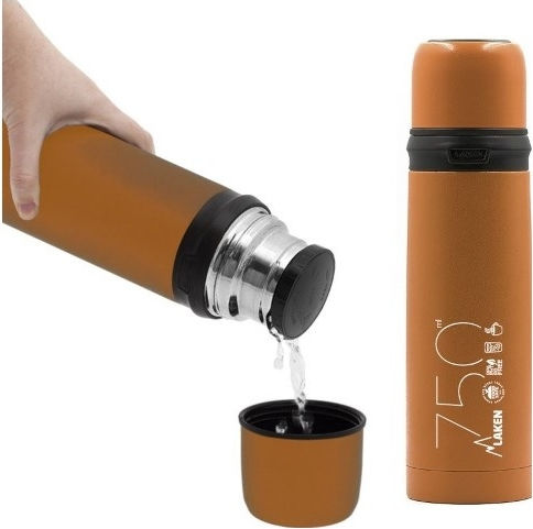 Laken Beverages Recyclable Bottle Thermos Stainless Steel BPA Free 750ml Orange with Cap-Cup