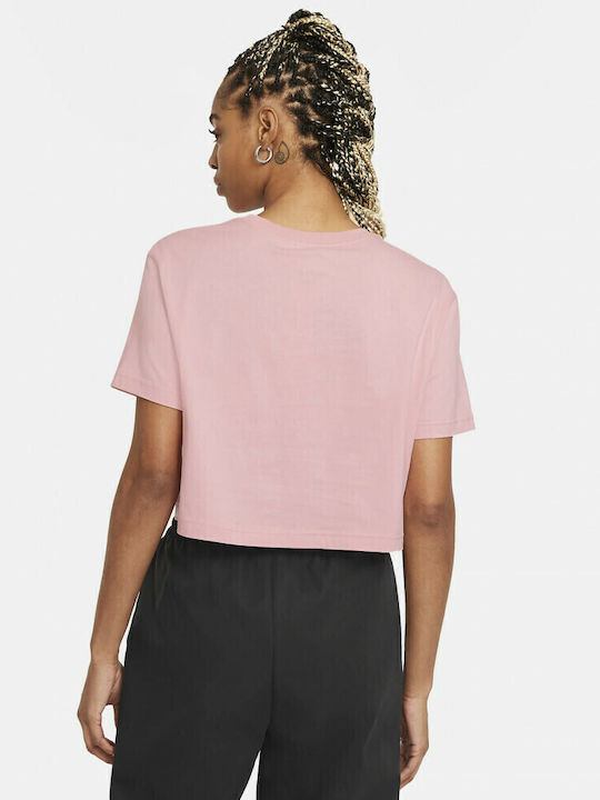 Sportswear Γυναικείο Αθλητικό Crop Top Κοντομάνικο Ροζ