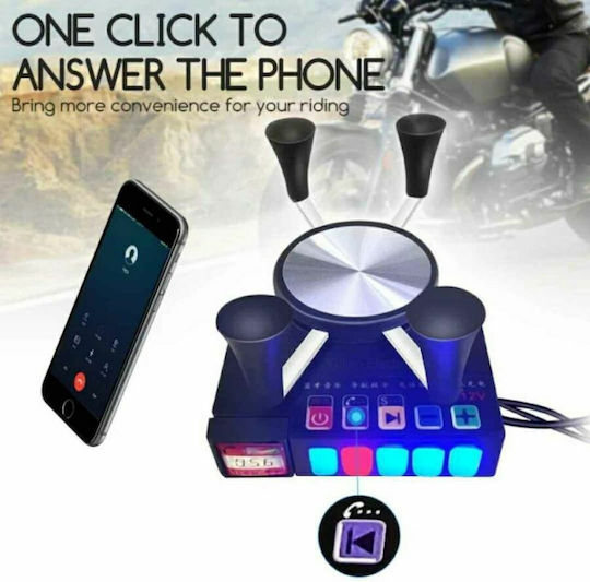 Halterung Telefon Motorrad mit verstellbarem Arm für Spiegel Bluetooth, Lautsprecher & USB