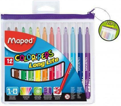 Maped Color'Peps Maxi Washable Drawing Markers 5.9mm Thick Set 12pcs