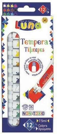 Luna Tempera Tempera Paints Multicolour in Tube 7.5ml 12pcs