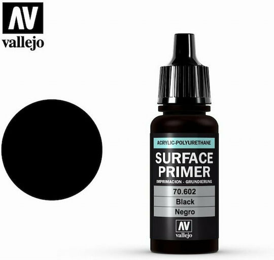 Acrylicos Vallejo Surface Primer Χρώμα Μοντελισμού σε Μαύρο χρώμα 18ml
