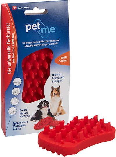 pet+me Grooming Βούρτσα Large για Μακρύτριχους Σκύλους για Περιποίηση Τριχώματος Κόκκινο