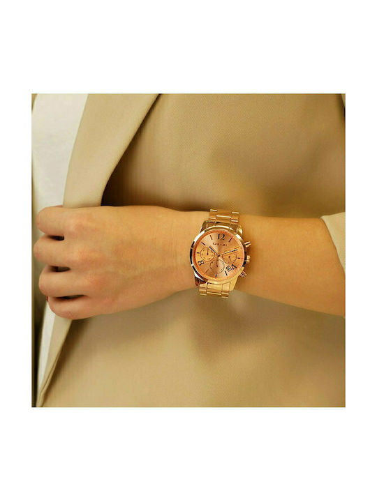 Gregio Linn Watch Chronograph with Pink Gold Metal Bracelet