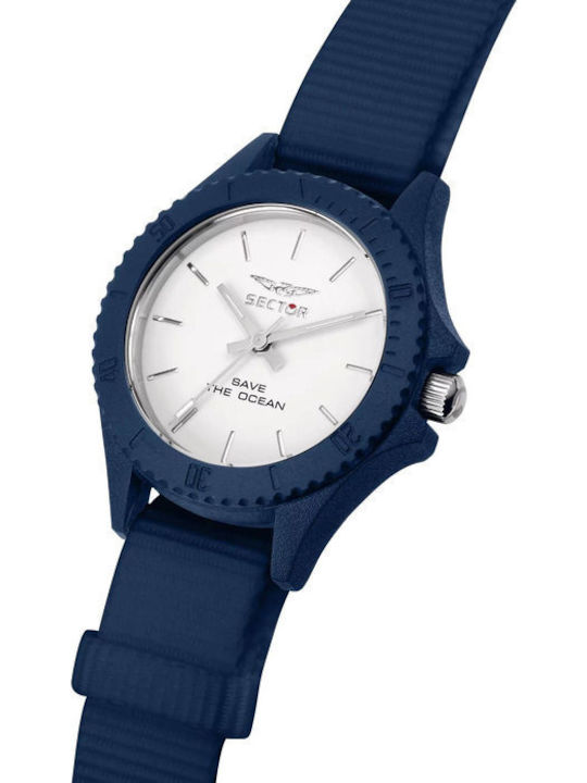 Sector Save The Ocean Γυναικείο Ρολόι 32mm Μπαταρίας με Μπλε Καουτσούκ Λουράκι