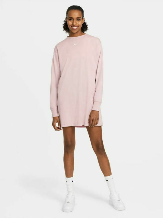 Rochie Sport Mini Swoosh Mânecă Lungă Șampanie
