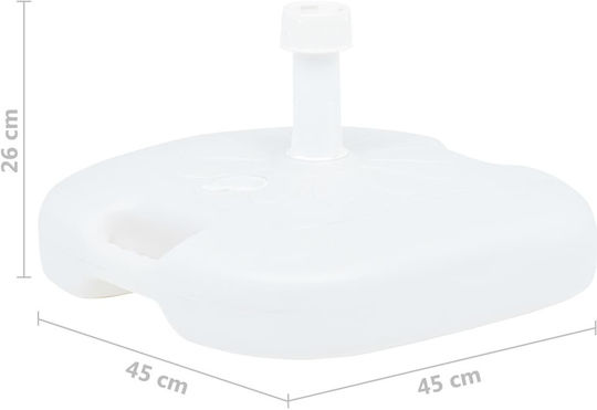 vidaXL Βάση Ομπρέλας Νερού-Άμμου Πλαστική 21-32mm 16lt Τετράγωνη Λευκή