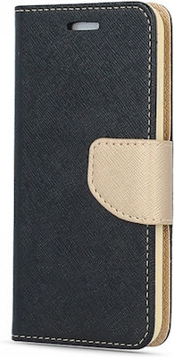 Fancy Synthetic Leather Wallet Black / Gold (Galaxy A03s)