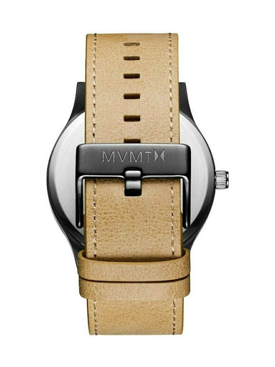 MVMT Ανδρικό Ρολόι 40mm Μπαταρίας με Μπεζ Δερμάτινο Λουράκι