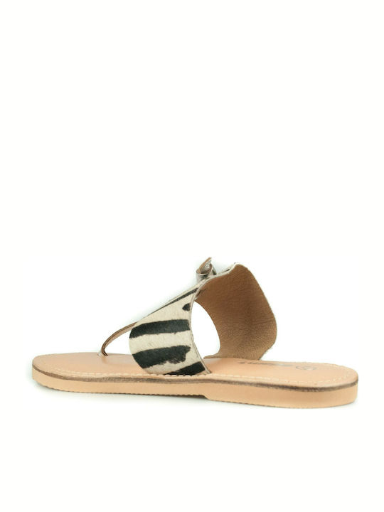 Leather Women's Flat Sandals zebra