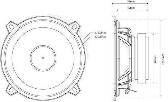 MTX Σετ Ηχεία Αυτοκινήτου Διαιρούμενα 5.25" με 50W RMS (2 Δρόμων)