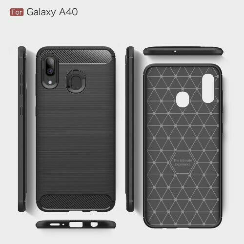 Hurtel Carbon Fiber Brushed Back Cover Silicone Black (Galaxy A40)