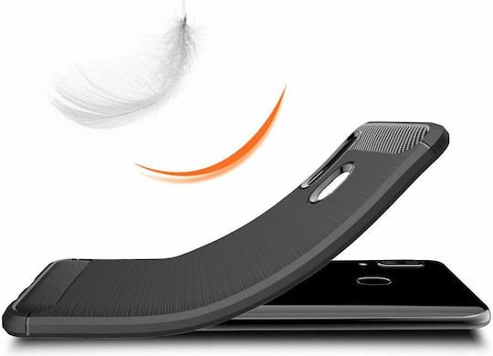 Hurtel Carbon Fiber Brushed Back Cover Silicone Black (Galaxy A40)
