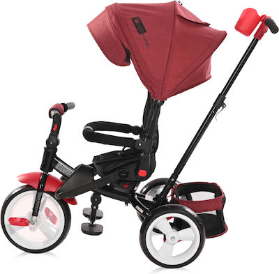 Lorelli Jaguar Eva 2021 Kids Tricycle Convertible, With Storage Basket, Sunshade & Push Handle for 1-3 Years Red