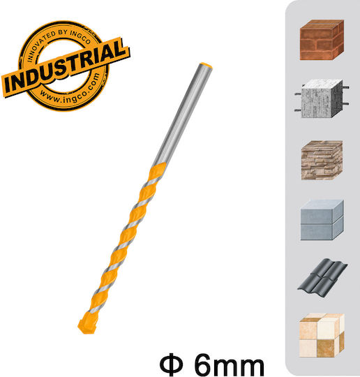 Ingco Diamond Drill with Cylindrical Shank for Masonry, Glass and Tiles 6x60mm