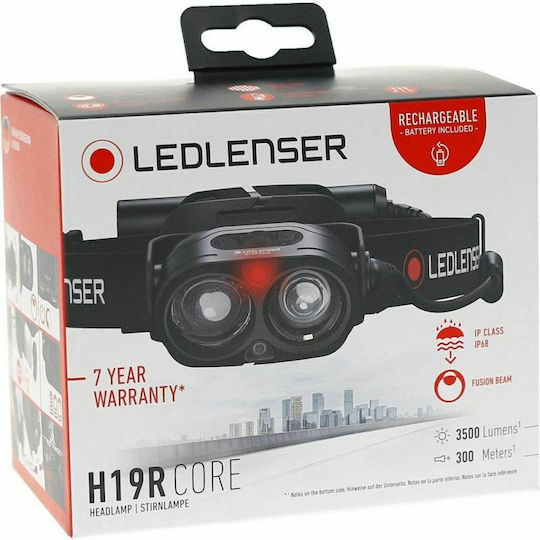 LedLenser Rechargeable Headlamp LED IPX8 with Maximum Brightness 3500lm H19R Core Black