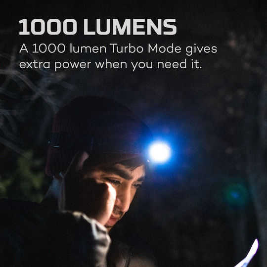 Nebo Rechargeable Headlamp LED IPX4 with Maximum Brightness 1000lm Einstein Black