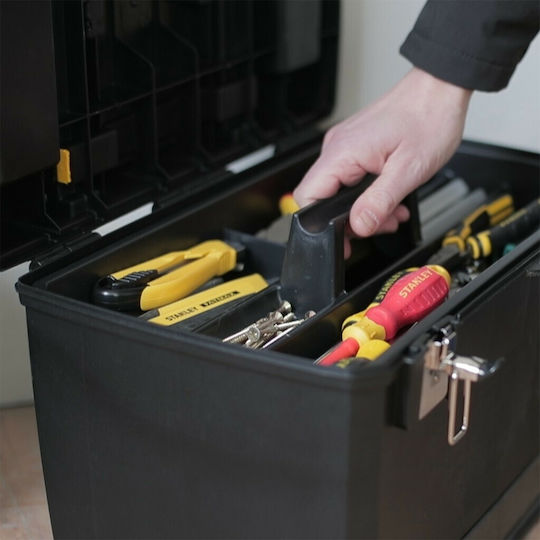 Stanley Wheeled Plastic Tool Carrier 2 Slot with Toolbox W47.3xD30.2xH62.7cm