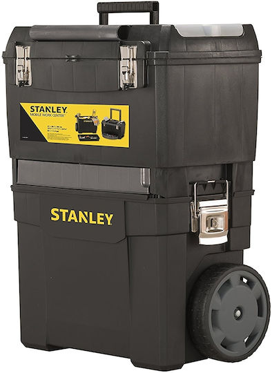 Stanley Wheeled Plastic Tool Carrier 2 Slot with Toolbox W47.3xD30.2xH62.7cm