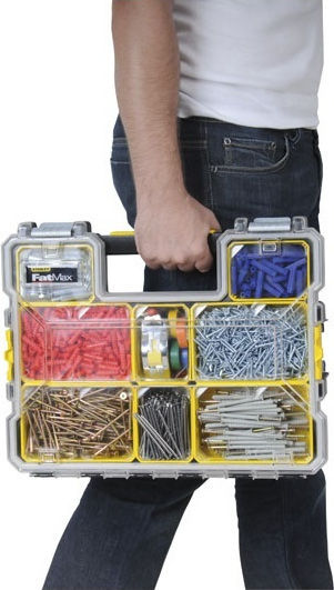 Stanley FatMax Tool Compartment Organiser 10 Slot with Removable Box Yellow 44.6x35x11cm
