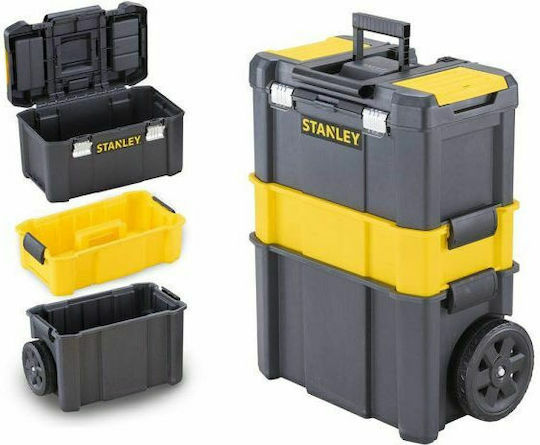 Stanley Wheeled Plastic Tool Carrier 2 Slot with Toolbox W47.5xD28.4xH63cm