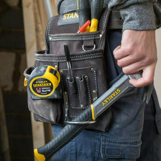 Stanley Leather Tool Belt Case with 5 Compartments and Hammer Slot