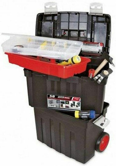 Tayg Wheeled Plastic Tool Carrier 2 Slot with Toolbox W47xD29xH63cm
