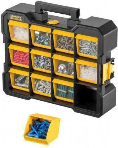 Stanley Tool Compartment Organiser 12 Slot with Removable Box Yellow 44.6x35.6x11.6cm