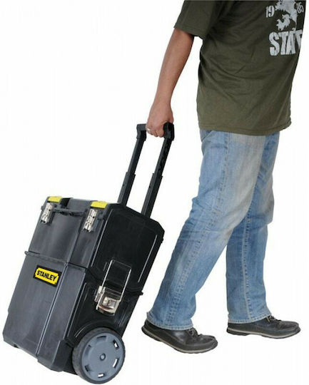 Stanley Wheeled Plastic Tool Carrier 2 Slot with Toolbox W47.5xD28.4xH57cm