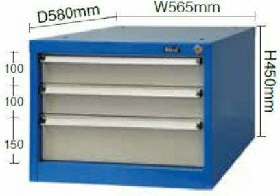 Bulle Metallic Tool Carrier with 3 Drawers W58xD56.5xH45cm DR 35-3