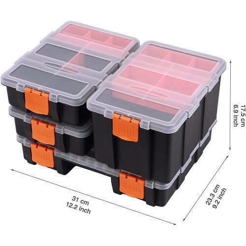 Kendo Tool Compartment Organiser Adjustable & Removable Box Black 31x22x18cm